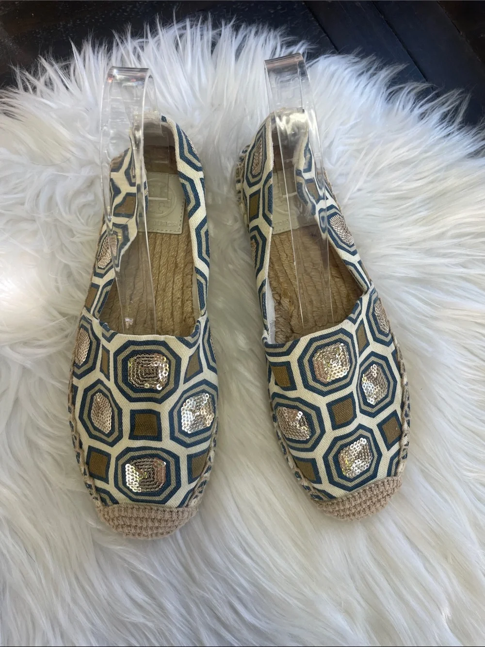 Tory Burch Cecily Sequin Embellished Canvas Espadrilles